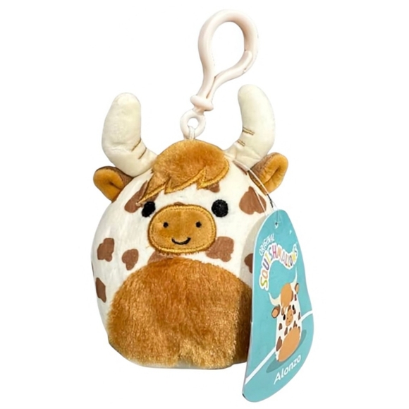 NEW Squishmallows Clip-On Alonzo the Cow - Picture 1 of 2